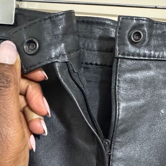 Genuine Leather Midi Pencil Skirt Black Size 16 Classic Minimalist Streetwear - Picture 4 of 9